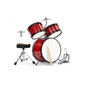 LALAHO - Batterie pour enfants kit de batterie 3 pièces pour débutants avec tabouret à partir de 3 ans - Rouge