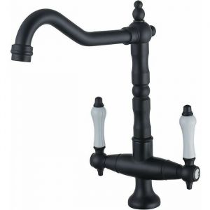 Robinet de cuisine noir r&eacute;tro robinet de cuisine mitigeur &agrave; deux poign&eacute;es robinet d&eacute;vier pivotant &agrave; 360&deg; mitigeur Label