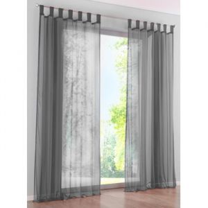 Rideau Voilage Transparent - FENDORIST - 140x225CM - Gris - à Pattes
