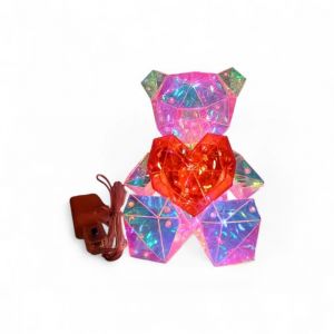 OURSON COEUR LUMINEUX FONCTION ALIMENTATION USB OU PILES 17 CM Petit Budget Ornementsd&eacute;corationcadeauxanniversaire