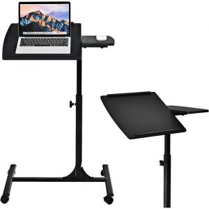 RELAX4LIFE Table de Lit pour Ordinateur Hauteur Réglable 64x45x64-95CM avec 4 roulettes Tablette Inclinable Noir