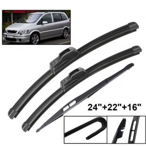 Lot de 3 Balais dessuie-glace avant + arri&egrave;re pour Opel Zafira A 1999 2000 2001 2002 2003 2004 2005