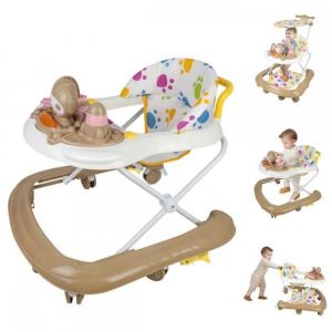 Trotteur Bébé - XUANYU  - Aide à la marche Bébé-Pliable - Maille respirante + Fonction musique + Anti-retournement - Marron