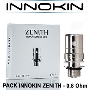 5 résistances INNOKIN ZENITH - 08 Ohm pour le clearomiseur ZENITH de INNOKIN. Certifié AUTHENTIQUE