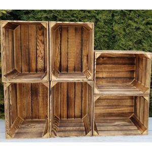 PYXIDAS Lot de 6 Caisses en bois pour le stockage lorganisation et la décoration intérieure effet brûlé