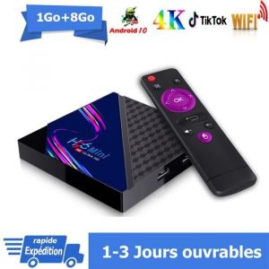 Android tv box android 10 H96 MINI V8 Smart TV BOX Dual Wifi  1Go 8Go RK3328A Netflix Google Store Bo&icirc;te multim&eacute;dia box Android