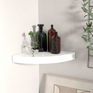 ETAGÈRE MURALE Étagère dangle flottante design moderne- Meuble Étagère de Rangement Mural pour livres ou CD chambre salon Blanc