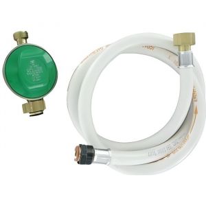 DETENDEUR POUR GAZ BUTANE AVEC SECURITE + FLEXIBLE SOUPLE 1M NF POUR BOUTEILLE 13KG
