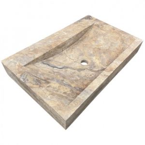 Vasque à poser en pierre travertin Mona Scabas 70 x 45 x 10 cm - C-Négoce