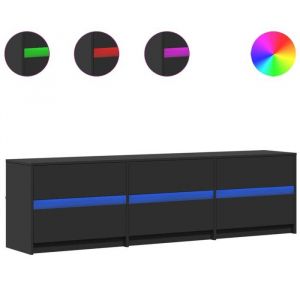 Console TV VENT-FLASH - Banc TV Meuble TV - avec LED noir 180x34x50 cm bois dingénierie - Meuble de Salon（43738）ZLH