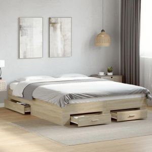 SALE 2025Structure/Cadre de lit avec tiroirs - Lit 2 personnes - chêne sonoma - 160x200 cm56.28 Kg 5944