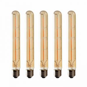 Lot de 5 Ampoules T225 Long Tube Filament LED Edison 6W Culot E27 Blanc Chaud Verre Ambr&eacute; Pour D&eacute;corative Ampoule AC 220-240V