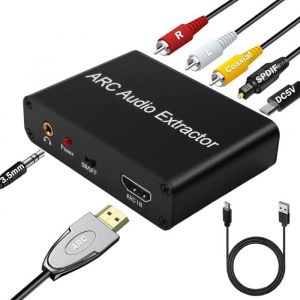 Extracteur audio HDMI ARC - SYSSEN - Convertisseur DAC - 192 kHz - Optique Coaxiale RCA 35 mm Jack