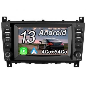 AWESAFE 7 Autoradio 4G Android 13 4Go+64Go pour Mercedes-Benz Classe C Classe CLC W203 (2008-2010) Classe CLK W209 (2005-2011)