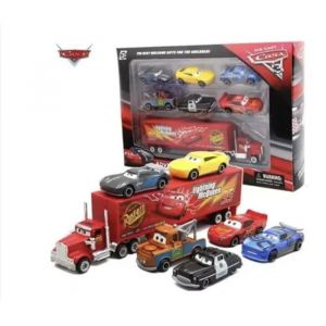 Camion Mack Cars avec 6 voitures en m&eacute;tal Disney Pixar - Coffret de jeu Lightning McQueen et ses amis