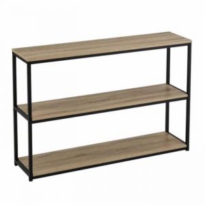 Bibliothèque meuble étagère coloris naturel-noir - Longueur 120 x Profondeur 30 x Hauteur 80 cm