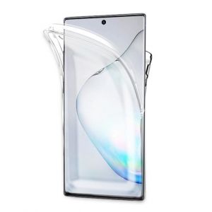 Coque silicone gel fine 360 integrale (avant et arriere) pour Samsung Galaxy Note 10 Plus 6.8+verre trempe - TRANSPARENT -Yuan