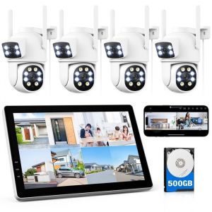 Kit Caméra Surveillance WiFi Extérieur sans Fil CAMCAMP 2MP+2MP Double Objectif 101 NVR Écran 5GHz Détection de mouvement