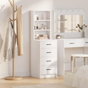Moderne Highboard Commode Armoire de chambre - Blanc 40x41x135 cm Bois dingénierie @FR(782329)