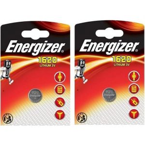 ENERGIZER Cr1620 DL1620 Lot de 2 piles boutons au lithium pour clés de voiture 3 V validité juillet 2026