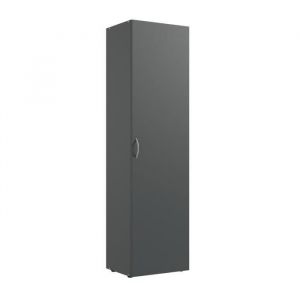 Armoire meuble de rangement avec 6 tablettes coloris Graphite - longueur 50 x hauteur 185 x profondeur 40 cm