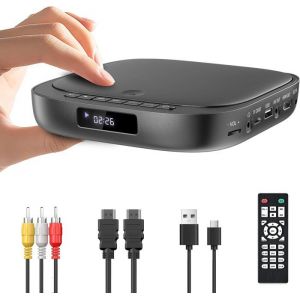 Desobry Lecteur DVD Lecteur DVD TV avec EntréE pour Carte USB/TF Lecteur DVD HDMI IntéGré PAL/NTSC Lecteur DVD Multizone avec16