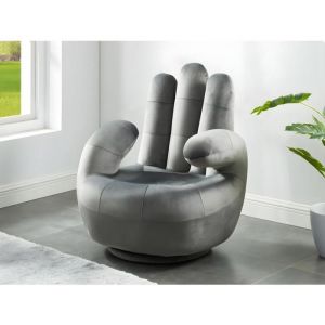 Fauteuil main pivotant CATCHY en velours - Anthracite