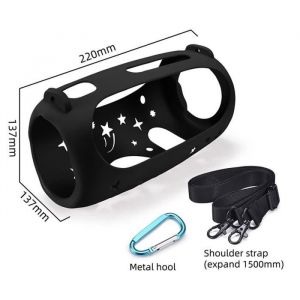 Etui Housse de protection en silicone avec boucle et bandoulière pour JBL Pulse5 Haut- Parleur Bluetooth (Noir)
