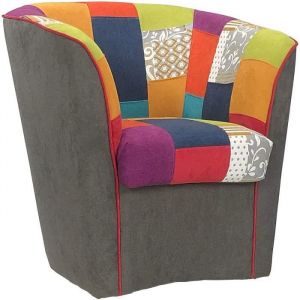Fauteuil - VALENTINA - Patchwork - Gris foncé - 1 place - Design contemporain