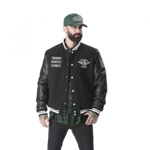 Veste Blouson Teddy - Vondutch - HOMME - Noir  Blanc - Polyester