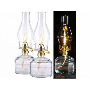 Lampe à pétrole - Lunartec - 2 lampes tempêtes - 28 cm - Flamme véritable - Écologique