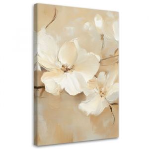 tableau mural Fleurs blanches sur fond beige décoration moderne format XXL 70x100 cm
