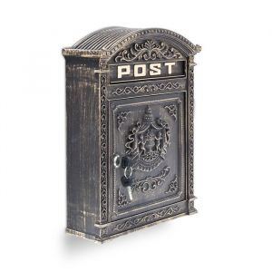 Relaxdays Boîte aux lettres murale vintage nostalgique fonte aluminium HxlxP 445 x 31 x 95 cm toît rond bronze