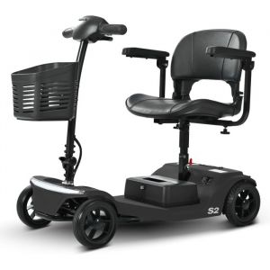 S2 Scooter électrique 4 roues 250W Siège pliable 15km Batterie Plomb 12AH Mobilité pour réduite et seniors -Noir
