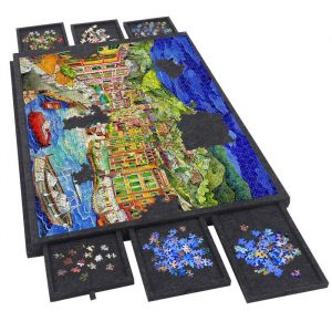 Table Puzzle 1500 Pi&egrave;cesPlanche Puzzle avec 6 Tiroirs et CouverturePlastique Plateau PuzzlesGrand Rangement Puzzles pour Adultes