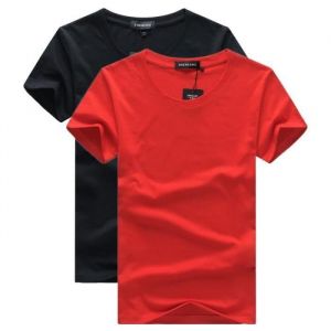 Lot de 2 T-Shirt Homme Manches Courtes Col Rond Tee Shirt Coupe Droite Couleur Unie - Noir/rouge - INSFITY