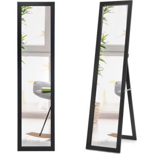 COSTWAY Miroir sur pied Psyché Miroir Autoportant Rectangulaire 155 x 37 cm Style Scandinave Moderne Noir
