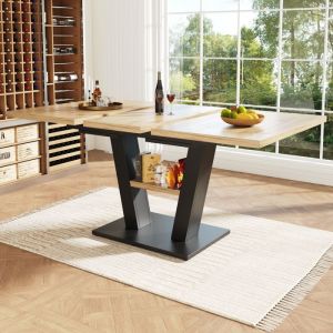 Table de Salle à Manger TélescopiqueTable ExtensibleTable à Rallonge avec étagères pour Cuisine Salon