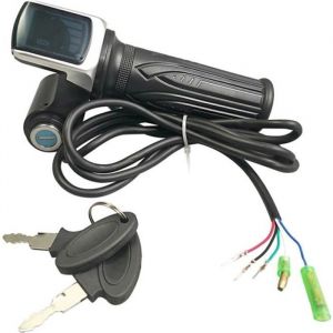 AccéLéRateur de Torsion de VéLo pour AccéLéRateur de VéLo éLectrique 36 V 48 V PoignéE de Gaz AccéLéRateur LCD Affichage Clé de