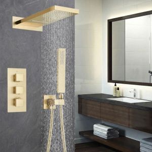 Colonne de Douche thermostatique Douche Encastrable Mitigeur Douche 3 voies Pulv&eacute;risateur Installation Murale Inoxydable