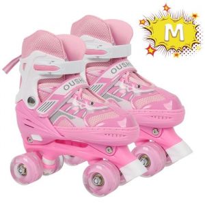 Patins &agrave; roulettes pour enfants - AGNESG - Roller In Line - Couleur rose - Taille M (32-37)