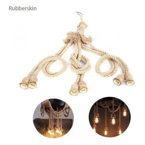 Corde Chanvre Ampoule Porte-Corde E27 Base de 1m Chanvre Corde &Eacute;lectrique Fil de Bricolage Pendentif Lampe D&eacute;corative