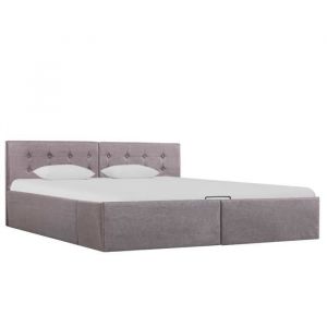 (5270)Lit Coffre Chambre Cadre de lit &agrave; stockage hydraulique Taupe Tissu 160x200 cm