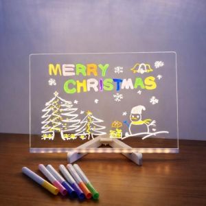 Tablette Lumineuse LED Effa&ccedil;able A4 30x20cm Acrylique - 7 Stylos Couleurs Tr&eacute;pied R&eacute;glable USB &ndash; M&eacute;mos Dessins D&eacute;co Planification