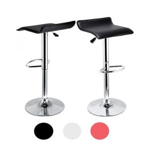Tabouret de bar CIFUNZERO en similicuir style europ&eacute;en simple &agrave; plateau carr&eacute; lot de 2 noirs
