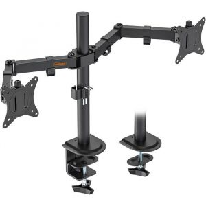 Double Support Écran de 13-32 - Bras Articulé Écran PC avec Pince de Bureau Bras Rotatif et Pivotant VESA 75x75 100x100 mm
