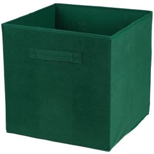 Bo&icirc;te de rangement cube en velours c&ocirc;tel&eacute; vert 31x31x31cm
