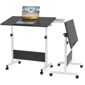 Table de lit Pliante avec Roulette Réglable en Hauteur Bureau pour Ordinateur Portable Bureau Debout80x40cm Noir