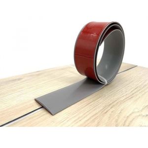 Barre de transition autocollante 2 m x 4 cm profil&eacute; en vinyle seuil de transition pour seuil de porte gris 2 m