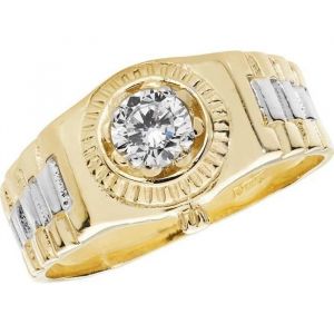 Bague Homme Or 2 Couleurs 375-1000 avec Oxyde de Zirconium de Culture 44221